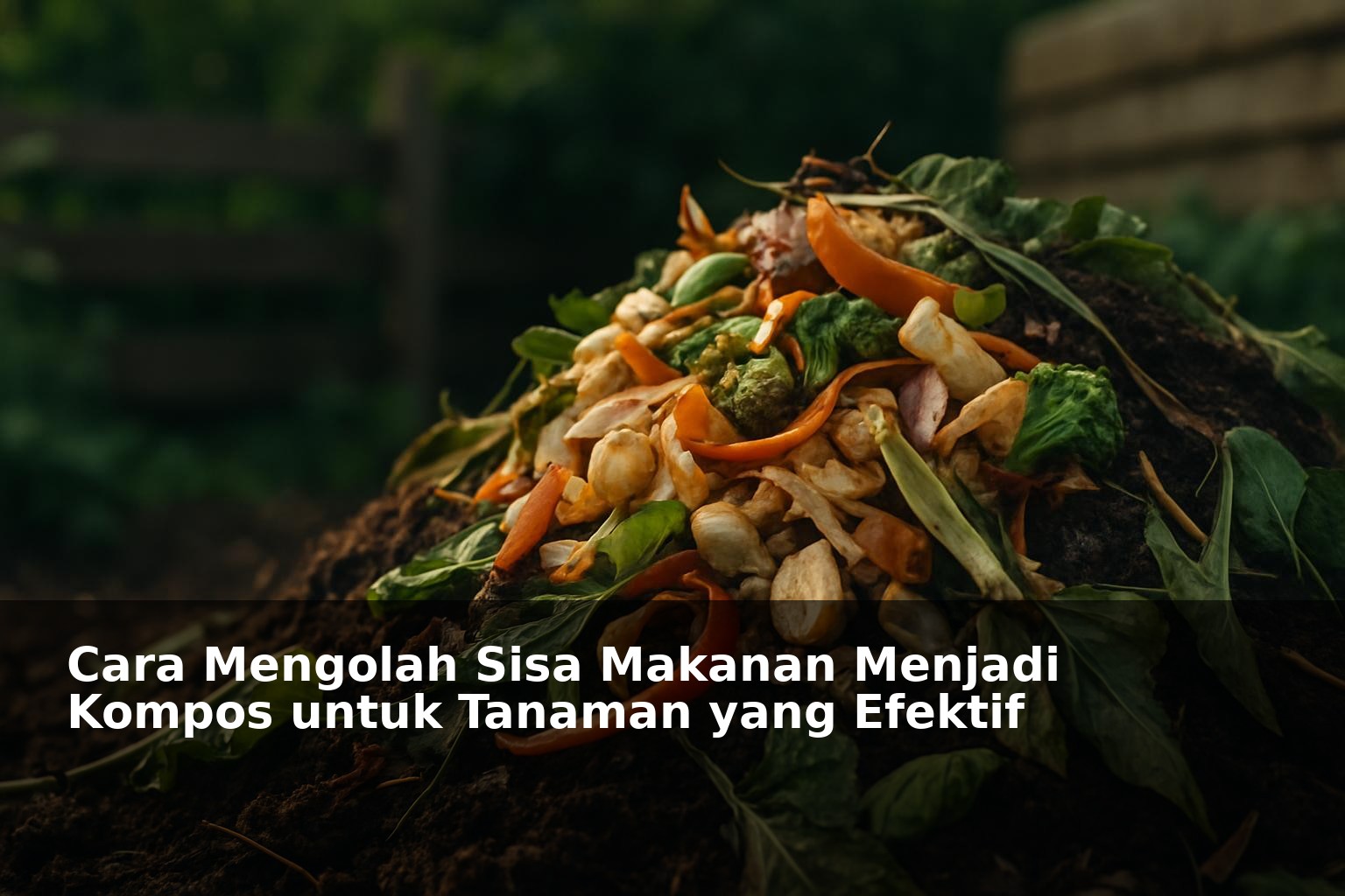 Proses pengolahan sisa makanan menjadi kompos di kebun rumah