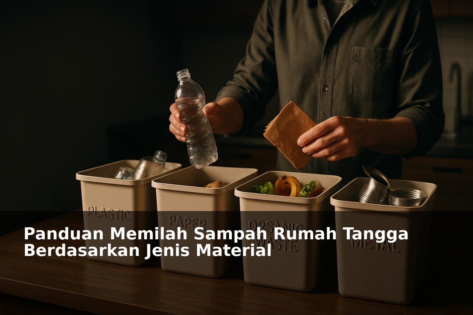 Ilustrasi pemilahan sampah rumah tangga berdasarkan jenis material