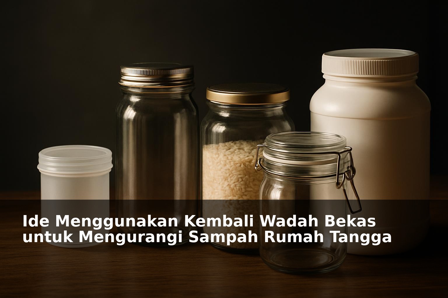 Wadah bekas yang digunakan kembali sebagai tempat penyimpanan ramah lingkungan