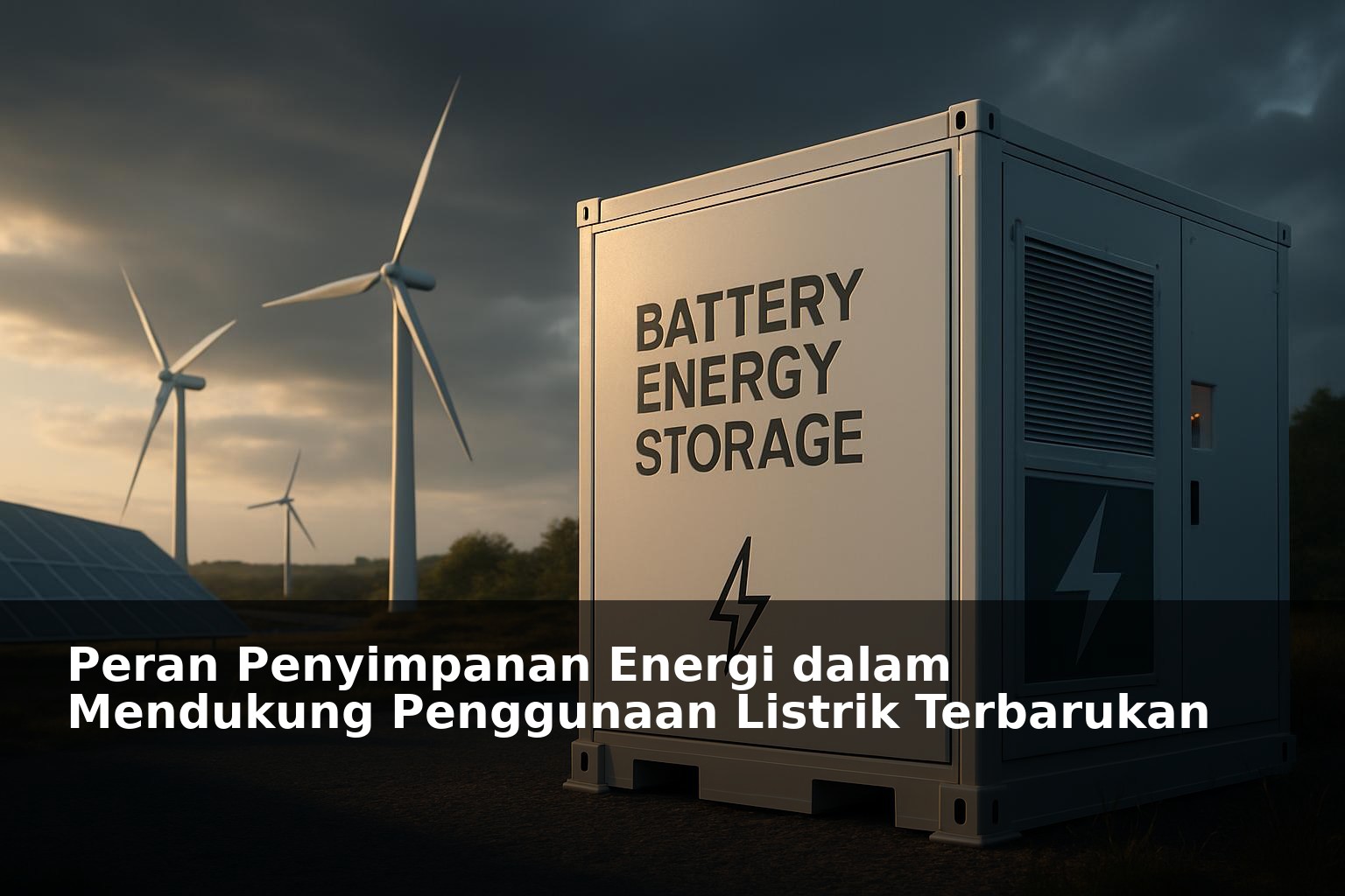 Ilustrasi sistem penyimpanan energi untuk listrik terbarukan