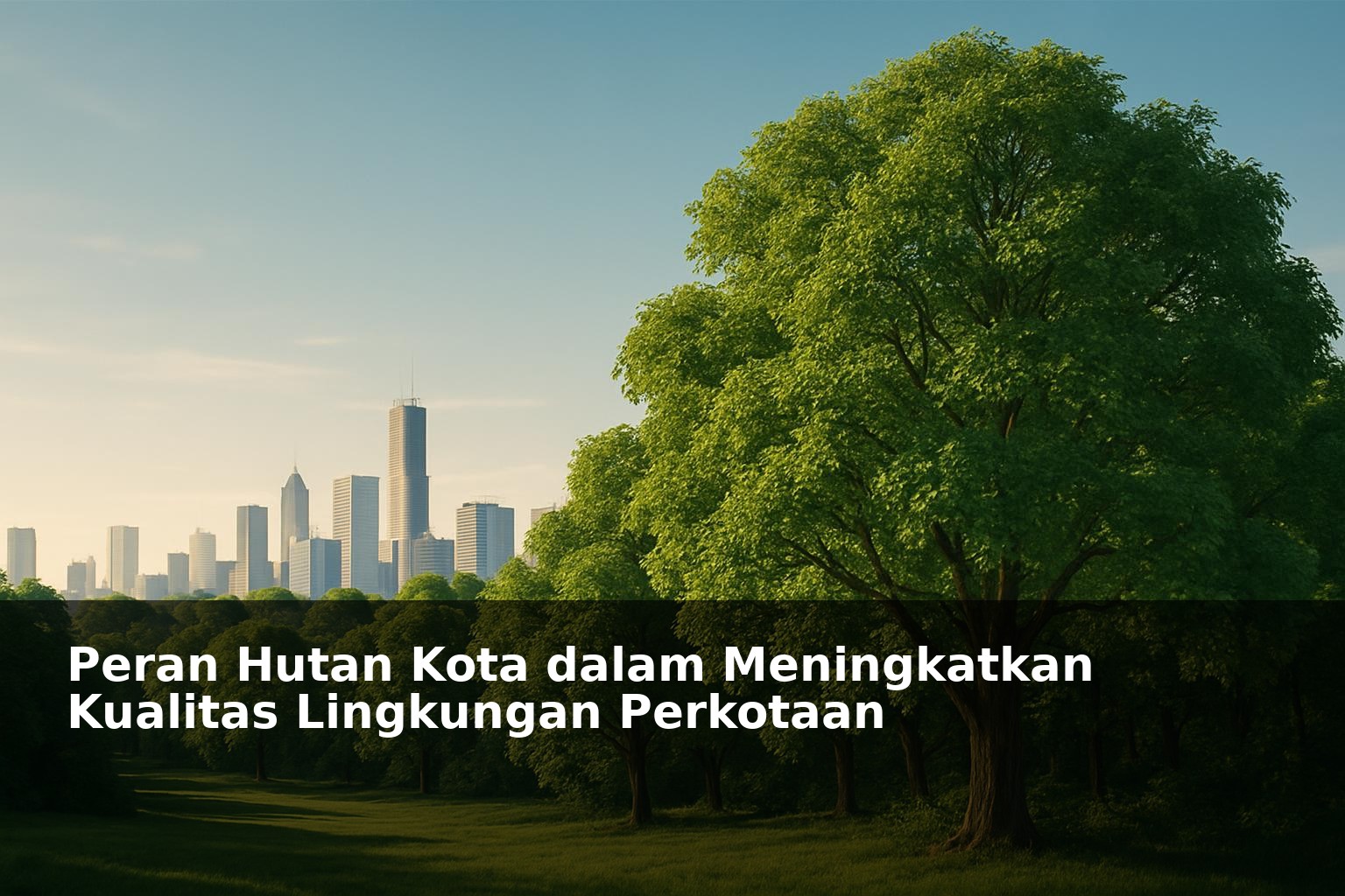 Hutan kota hijau di area perkotaan dengan pepohonan dan ruang terbuka