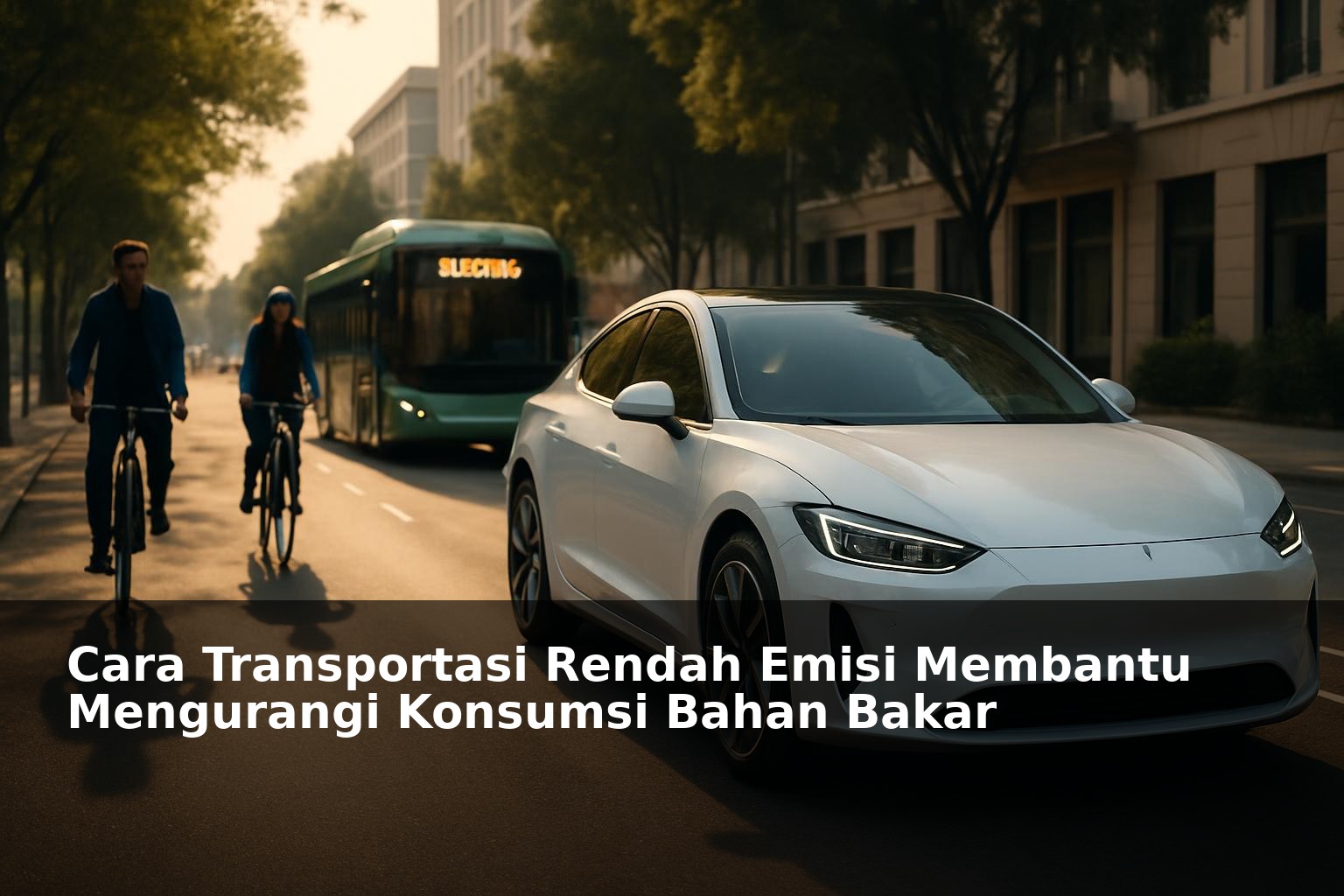 Kendaraan listrik dan transportasi ramah lingkungan di jalan perkotaan modern
